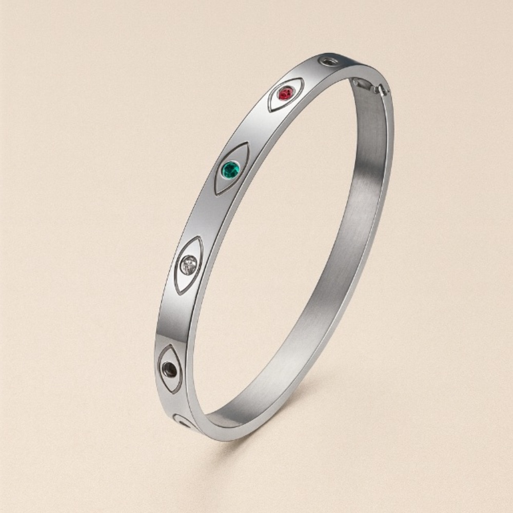 Antian Accessories™ 18K Gold Plated Titanium Steel Zircon Bangle